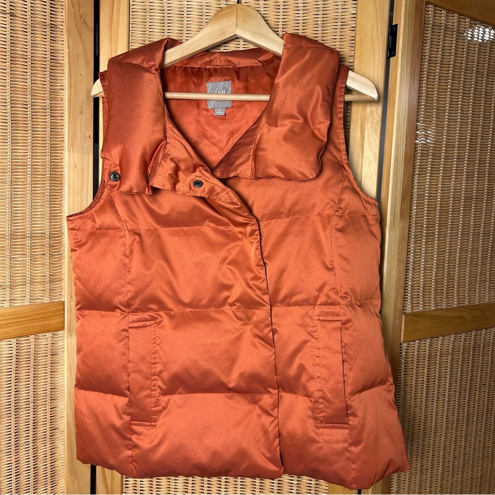 J. Jill Burnt Orange Quilted Down Vest size S NWOT
